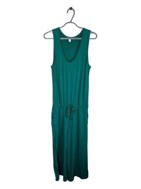 Daily Ritual Supersoft Terry Sleeveless Wide-Leg Cropped Green Jumpsuit Size S